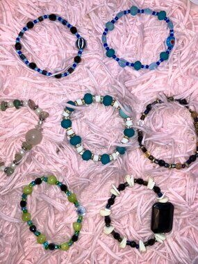 multicolored beaded stretch bracelets.